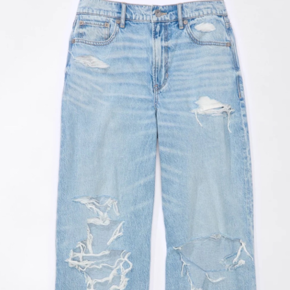 AMERICAN EAGLE DREAMY DRAPE SUPER HIGH WAISTED BAGGY WIDE LEG JEANS